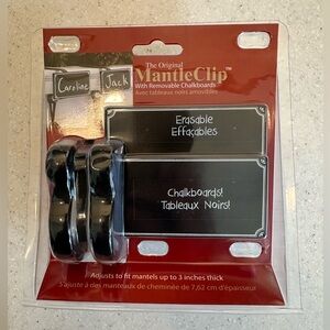 Christmas Stocking Holders Mantle Clip Erasable Removable Chalkboards New in box
